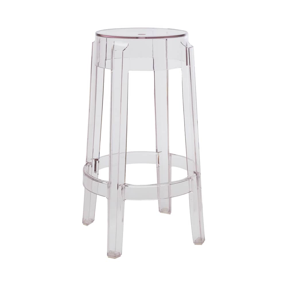 Tabouret haut empilable Charles Ghost plastique transparent / Philippe Starck, 2005 - H 65 cm - Kartell - Cristal - Polycarbonate