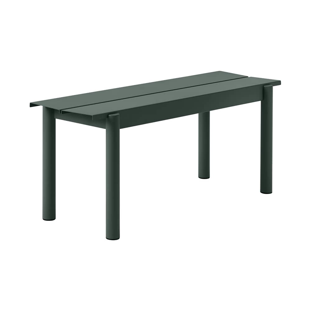 Banc Linear métal vert / L 110 cm - Muuto - Vert foncé - Acier revêtement poudre