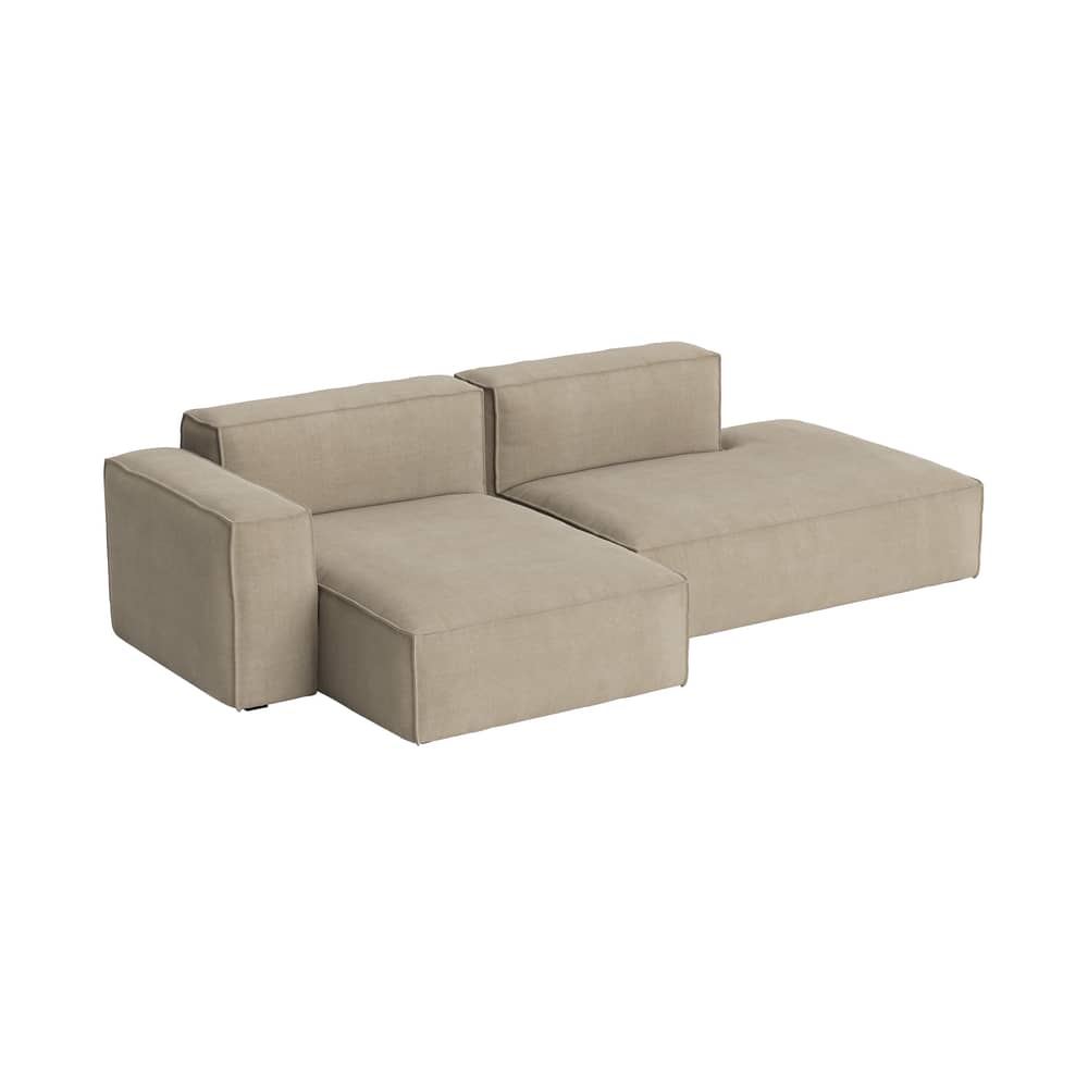 Canapé d\'angle Mags Soft Low Armrest n°3 beige / 2,5 places - L 256.5 cm / Accoudoir gauche - Hay - Accoudoir gauche / Beige (tissu Linara 216) - Contreplaqué, Mousse polyuréthane HR, Tissu