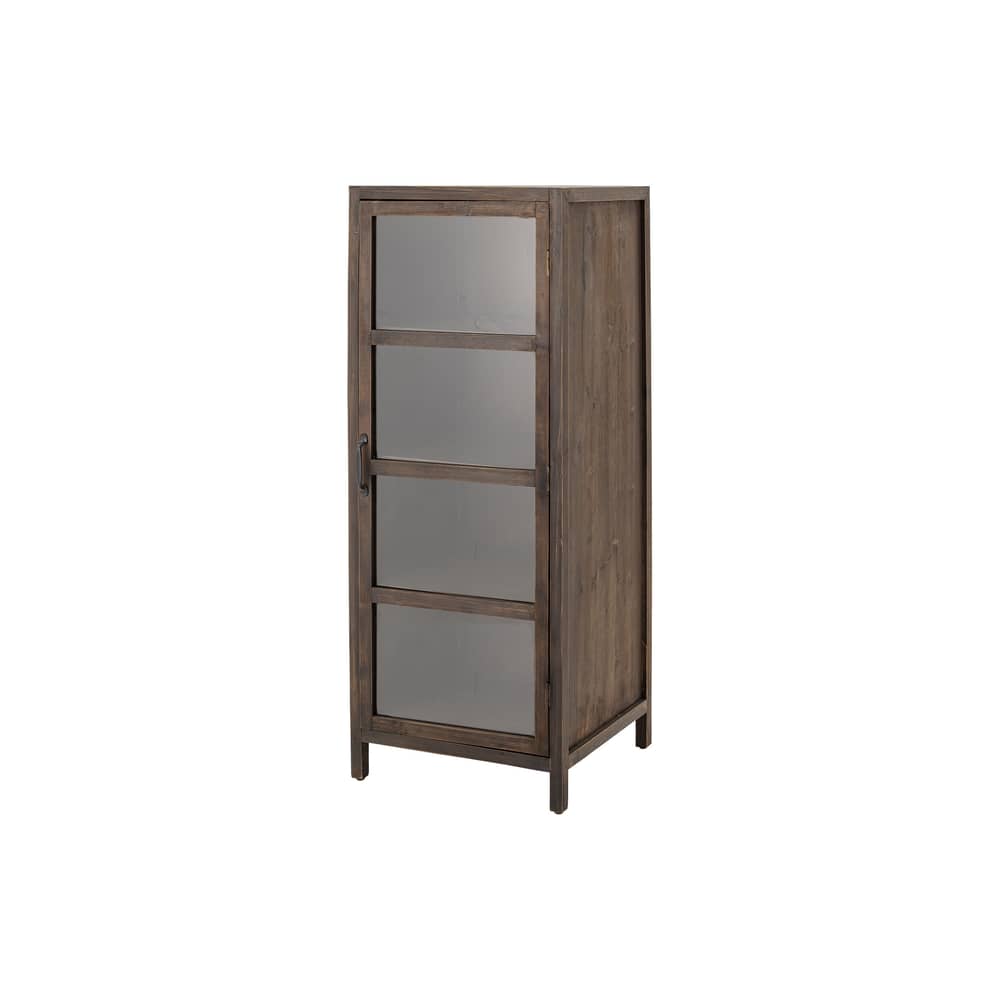Marl Storage unit wood brown / W 50 x D 45 x H 125 cm - Bloomingville - Dark wood - Metal, Soak glass, Stained fir wood