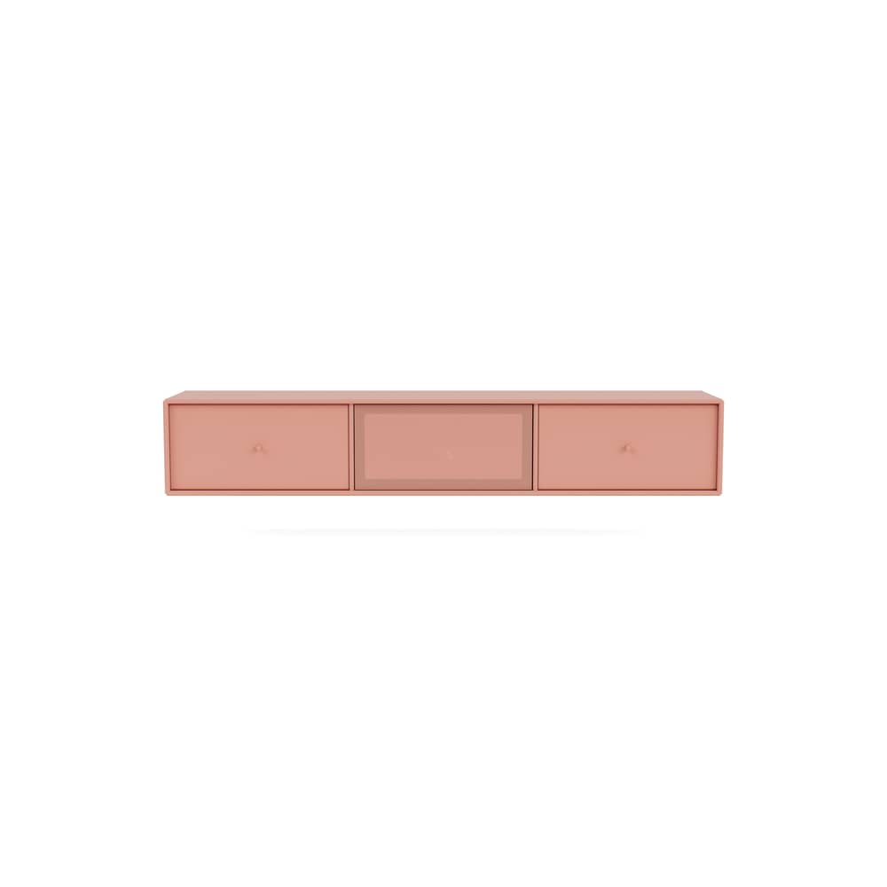 Octave V Wall-mounted TV unit wood pink / W 138 x D 30 x H 24 cm - MONTANA - Rhubarb 151 - Lacquered MDF, Perforated steel