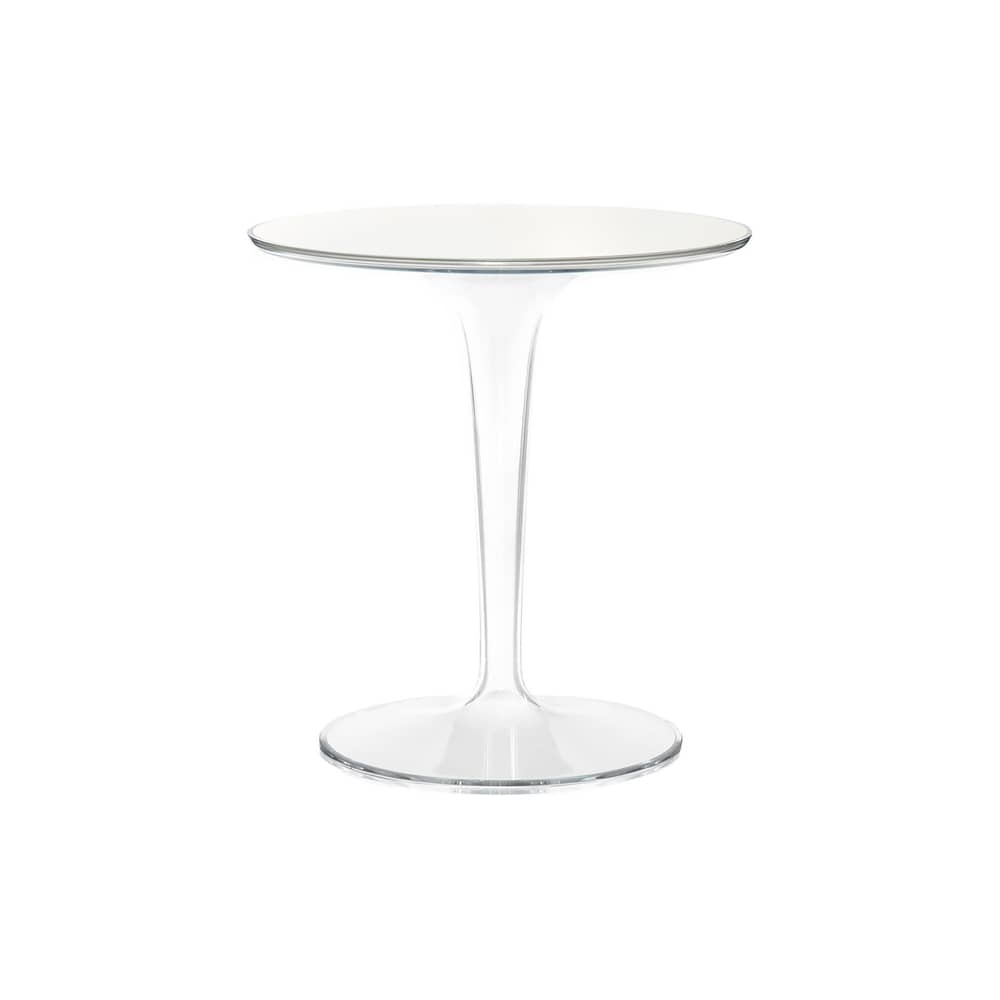 Tip Top Glass End table glass plastic material white Glass top - Kartell - White / Cristal leg - Glass, PMMA