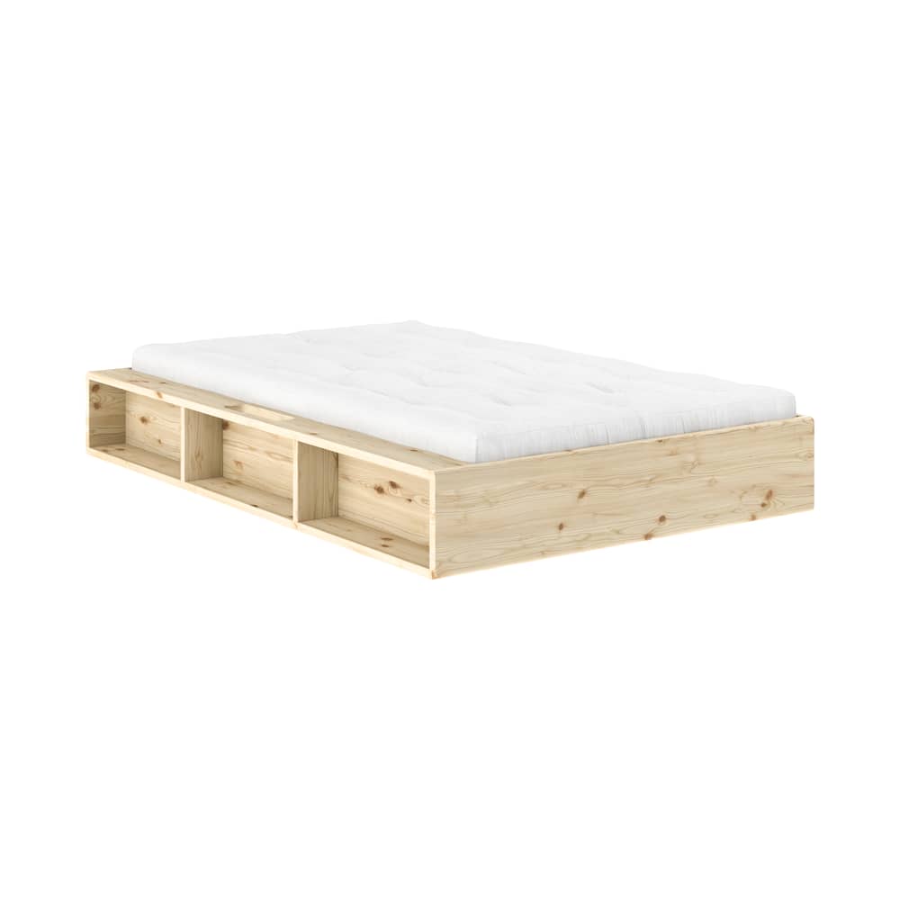 Lit 1 place Ziggy / Pour matelas 120 x 200 cm - Rangements intégrés - KARUP - Pin clair - Pin massif certifié FSC