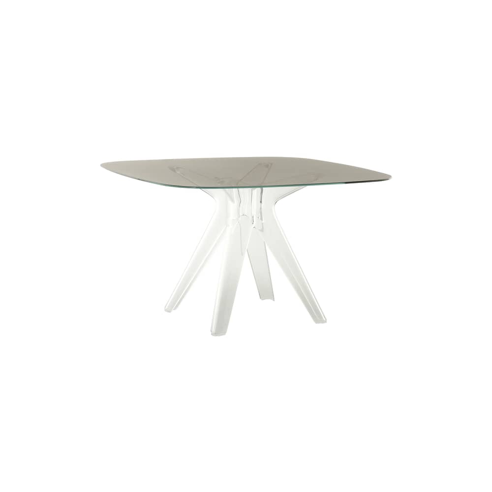 quadratischer Tisch Sir Gio glas grau transparent / Glas - 120 x 120 cm - Kartell - Rauchglas / Fuß transparent - Glas, Polykarbonat