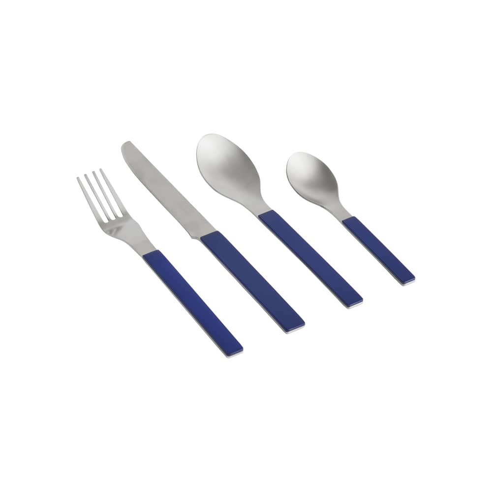 Set de couverts MVS métal bleu / 4 pièces - By Muller Van Severen - Hay - Bleu foncé - Acier inoxydable