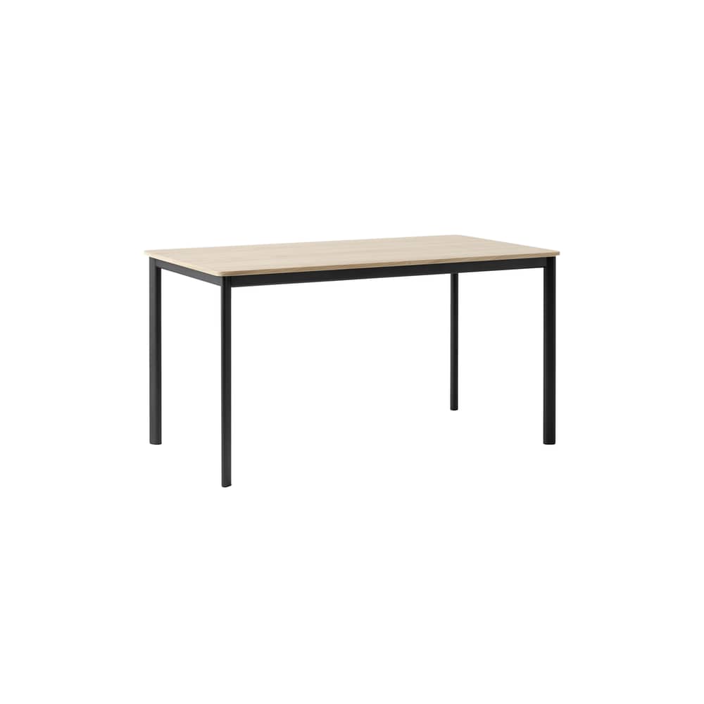Table rectangulaire Drip HW58 bois naturel / 140 x 80 cm - Contreplaqué - &tradition - Chêne / Noir - Aluminium peint, MDF plaqué chêne