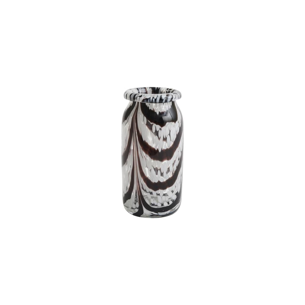Vase Splash Roll Neck XS / Ø 9,5 x H 19 cm - Fait main - Hay - Café & blanc - Verre soufflé