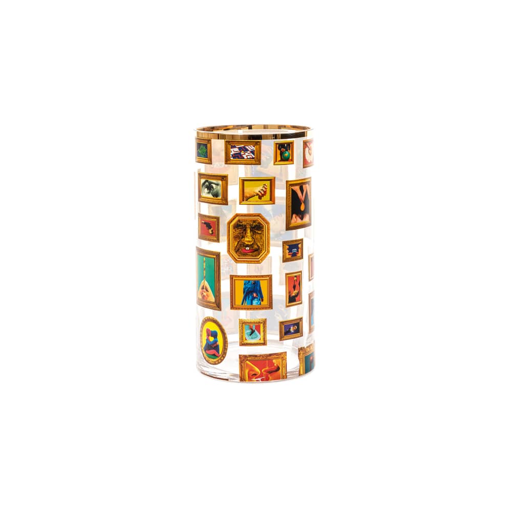 Vaso Toiletpaper - Frames vetro multicolore / Medium - Ø 15 x H 30 cm / Dettagli oro 24K - Seletti - Frames - Oro vero, Vetro