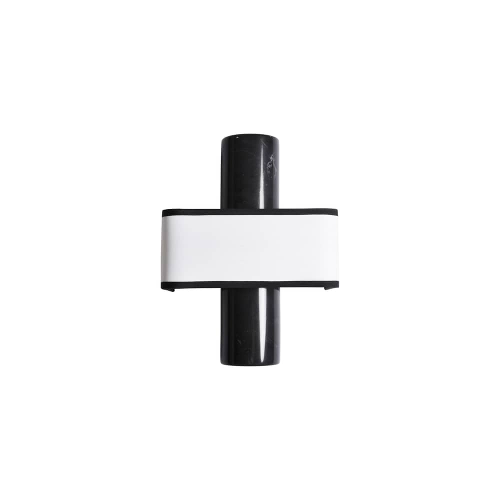 Hossa Wall light stone black - ENOstudio - Black marble / White fabric & black bias - Cotton, Natural marble