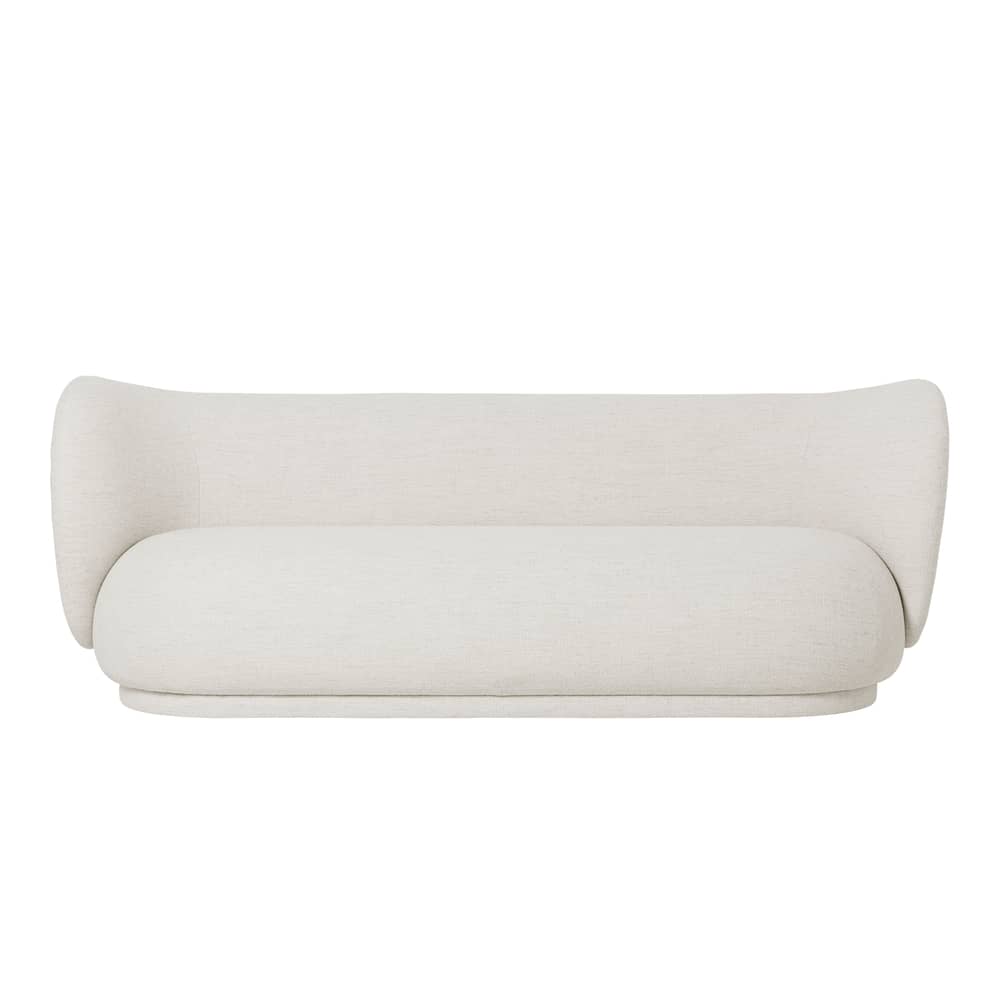 Canapé droit Rico / 3 places - L 210 cm - Tissu bouclé - Ferm Living - Blanc cassé (tissu bouclé) - Bois, Mousse, Tissu bouclé