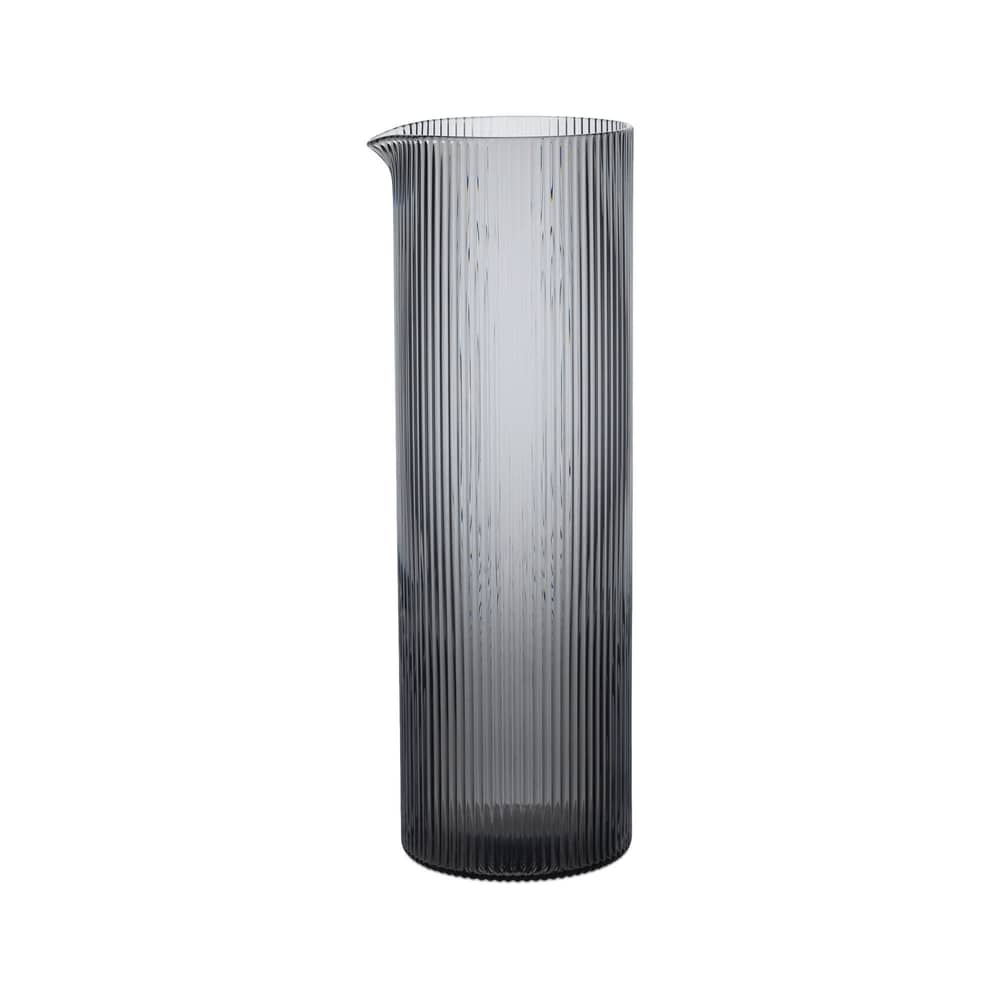 Ripple Carafe glass grey / 1.12 L - Ribbed Glass - Ferm Living - Smoked grey - Mouth blown glass