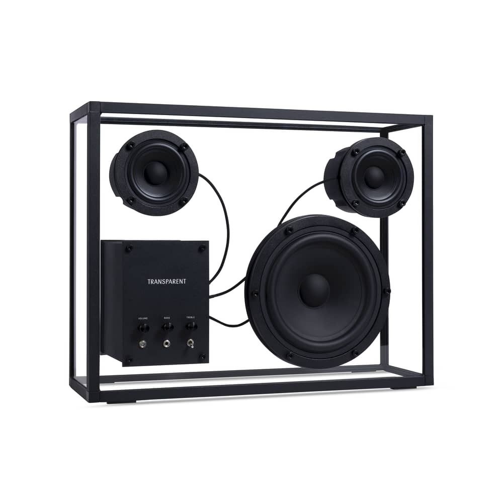 Enceinte Large verre noir transparent / L 42 x H 33 cm - Verre trempé - Transparent Speaker - Noir / Transparent - Aluminium, Verre trempé