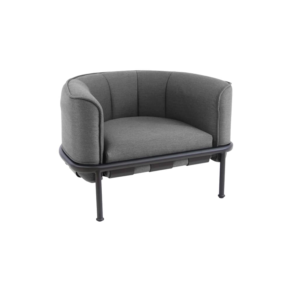Gepolsterter Sessel Dock metall textil schwarz / Stoff & Metall - Emu - Schwarz / Kissen dunkelgrau - Ferrari Batyline-Stoff, klarlackbeschichtetes Aluminium