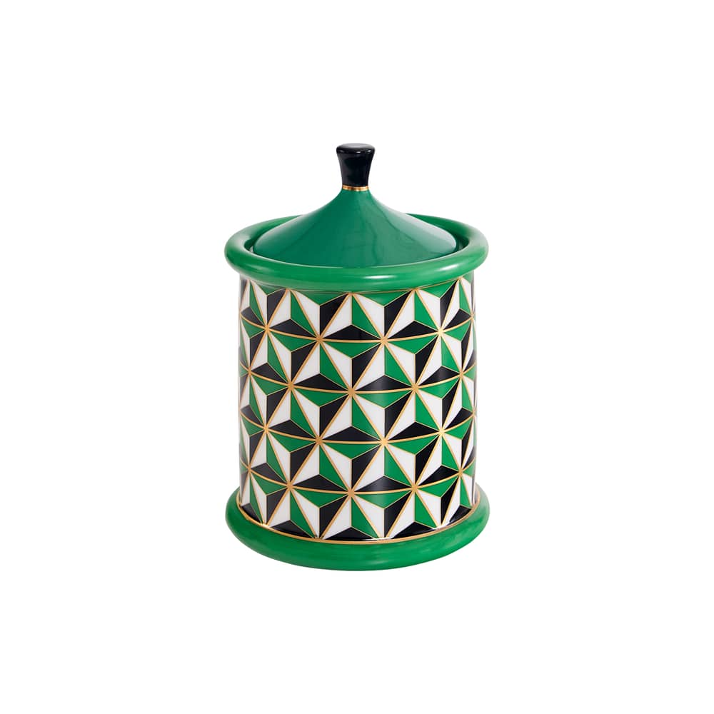 Boîte Versailles céramique vert / Ø 11 x H 16 cm - Jonathan Adler - Vert / H 16 cm - Porcelaine