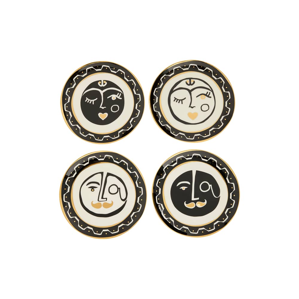 Dessertteller Marseilles keramik weiß / 4er-Set – Ø 16,5 cm - Jonathan Adler - 4er-Set Dessertteller „Marseilles“ aus Keramik / Ø 16,5 cm - Echtgold, Porzellan