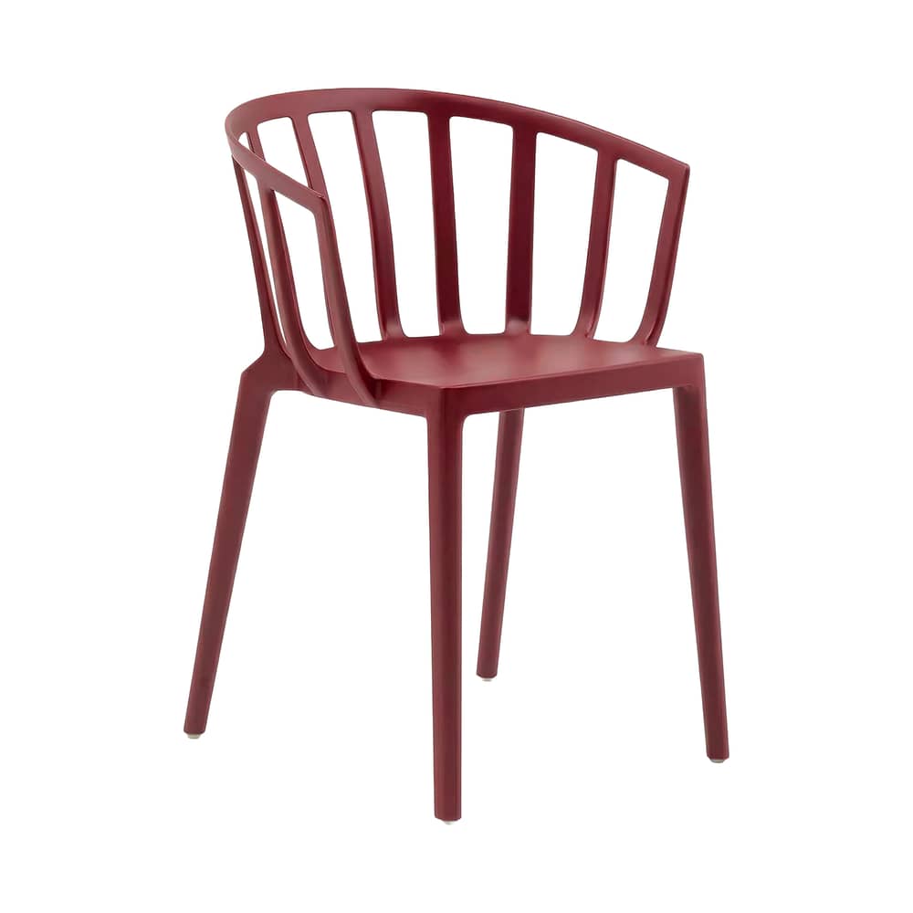 Fauteuil empilable Venice plastique rouge - Kartell - Bordeaux mat - Technopolymère thermoplastique recyclé