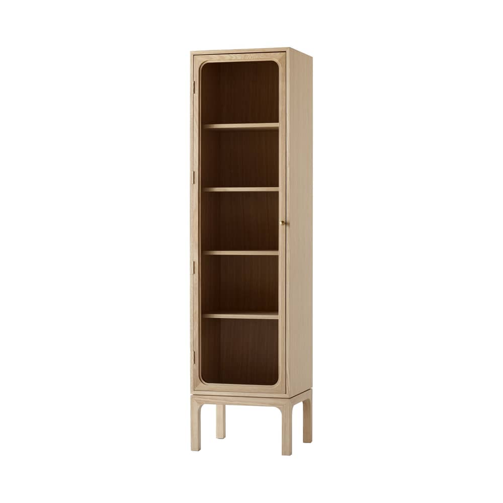Geschirrschrank Trace Single SC87 holz natur / L 50 x H 192 cm - &tradition - Eiche natur - Eichenfurnier, massive Eiche, Massives Messing