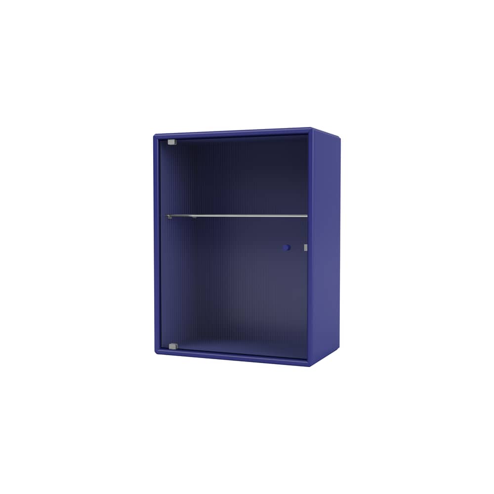 Armadio pensile da bagno Ripple legno blu / L 35,4 x P 20 x H 46,8 cm - Vetro ondulato - MONTANA - Monarca 135 - MDF laccato, Vetro ondulato