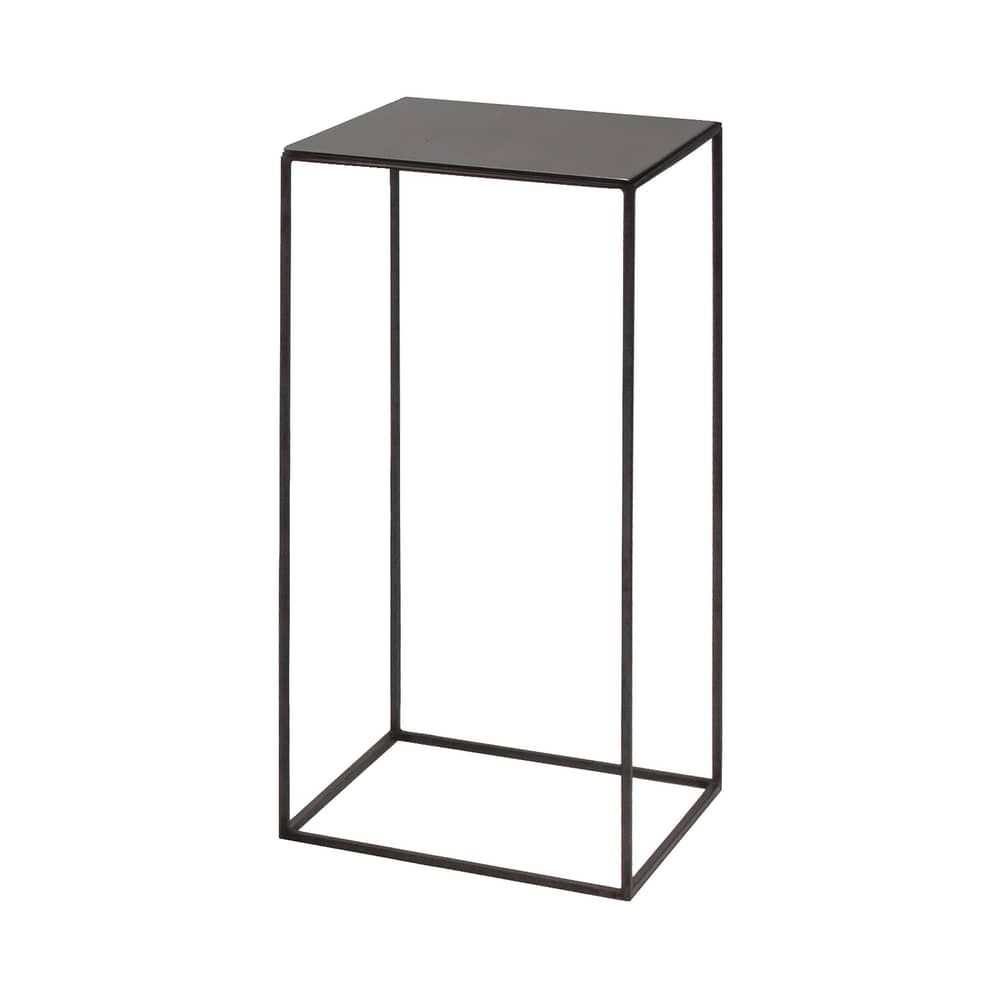 Table basse Slim Irony métal noir / 31 x 31 x H 64 cm - Zeus - Plateau phosphaté noir / Pied noir cuivré - Acier
