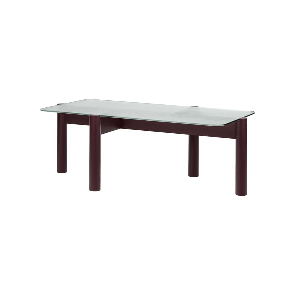Tavolino Kob vetro rosso / 105 x 55 x H 40,5 cm - NOO.MA - Bicchiere da vino al mirtillo / Vetro - Faggio massello certificato FSC, Vetro temprato