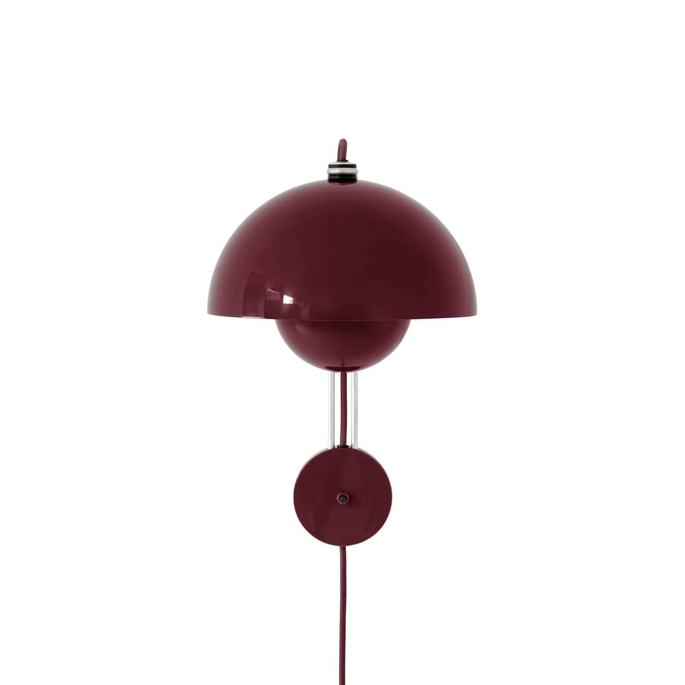 Applique avec prise Flowerpot VP8 métal prune / Verner Panton, 1968 - &tradition - Prune foncé - Acier