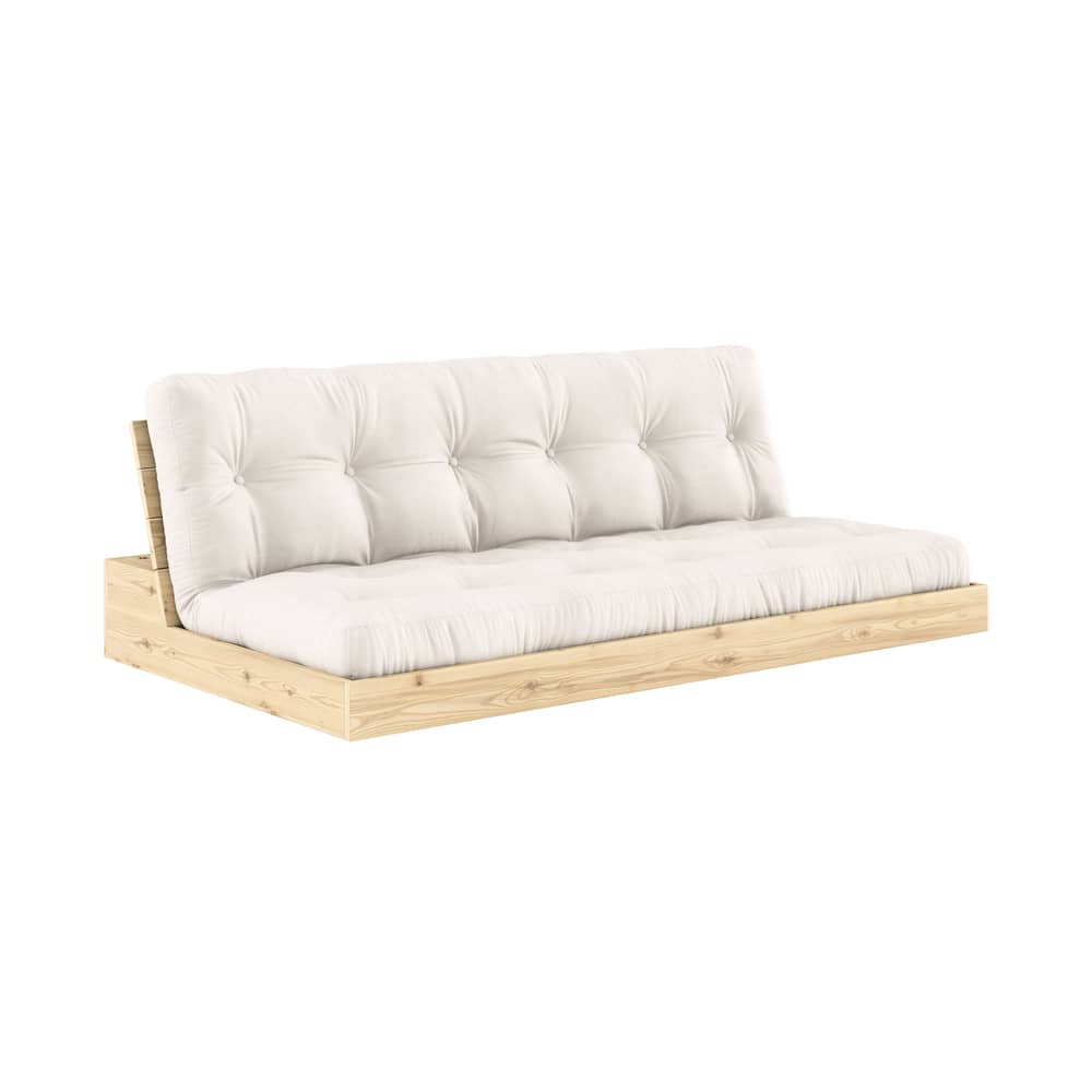 Canapé convertible Base / L 196 cm - 3 places - KARUP DESIGN - Naturel 701 (tissu coton) / Pin clair - Fibres recyclées mélangées, Mousse, Pin massif certifié FSC, Tissu polyester