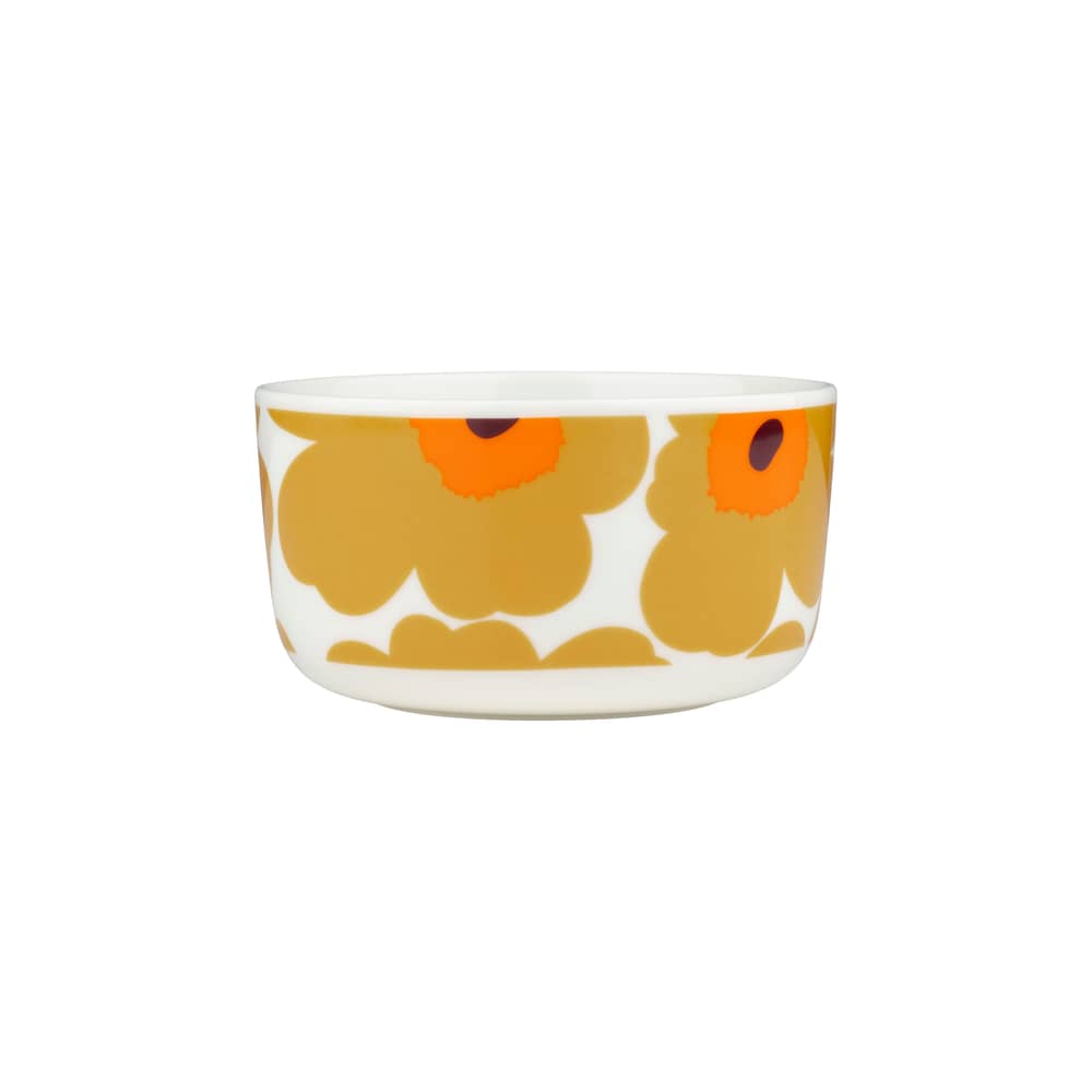 Bol Unikko céramique orange / Ø 12,5 x H 7 cm - 50 cl - Marimekko - Unikko / Blanc, caramel, orange - Grès