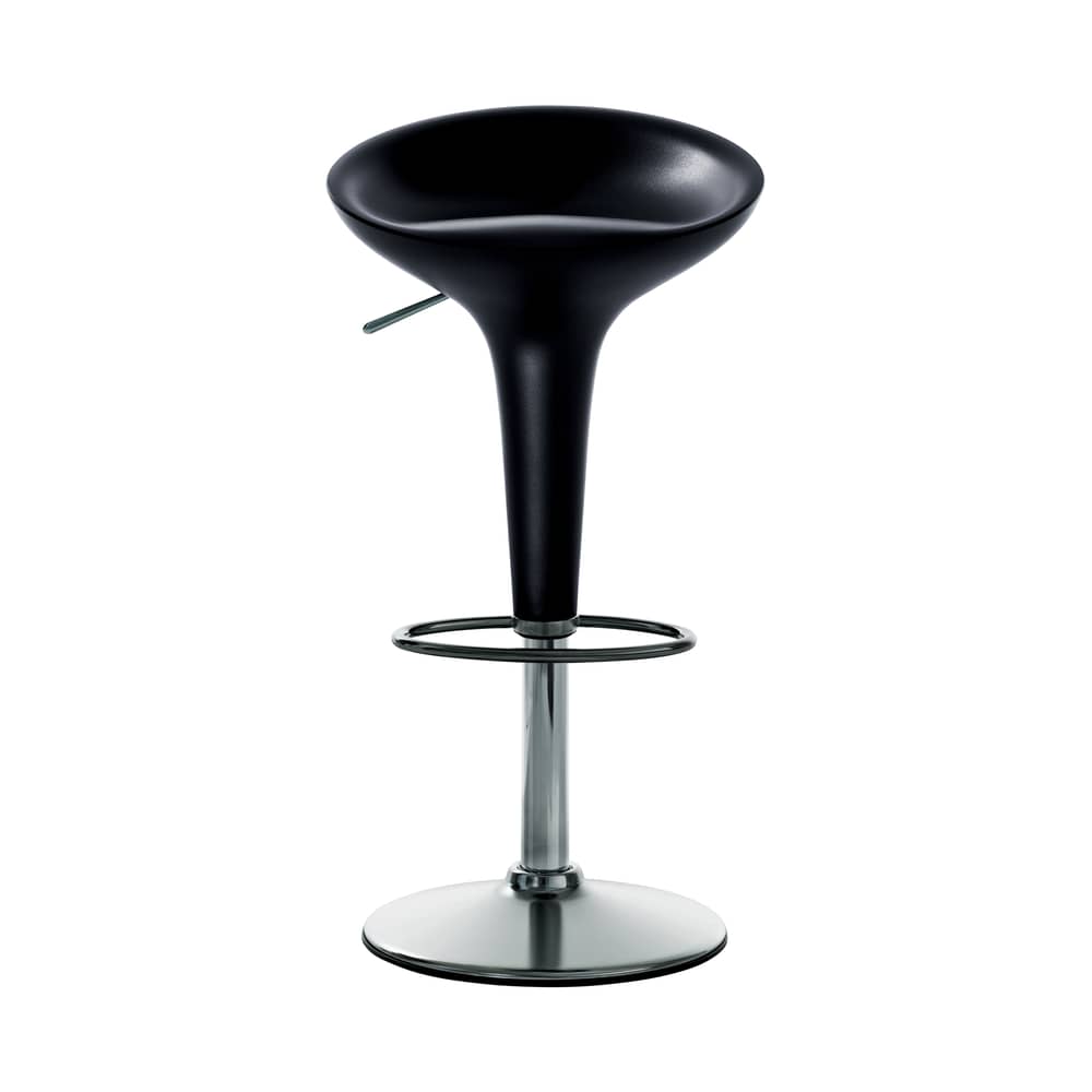 Sgabello alto regolabile Bombo metallo materiale plastico grigio nero /Girevole - H da 50 a 73 cm - Magis - Grigio antracite - ABS, Acciaio cromato