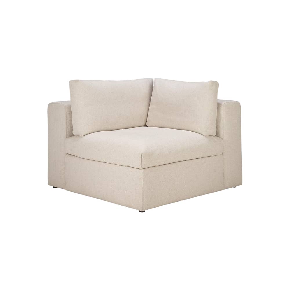 Canapé modulable Mellow tissu blanc / Module angle - Ethnicraft - Angle - Bois, Mousse à mémoire de forme, Tissu