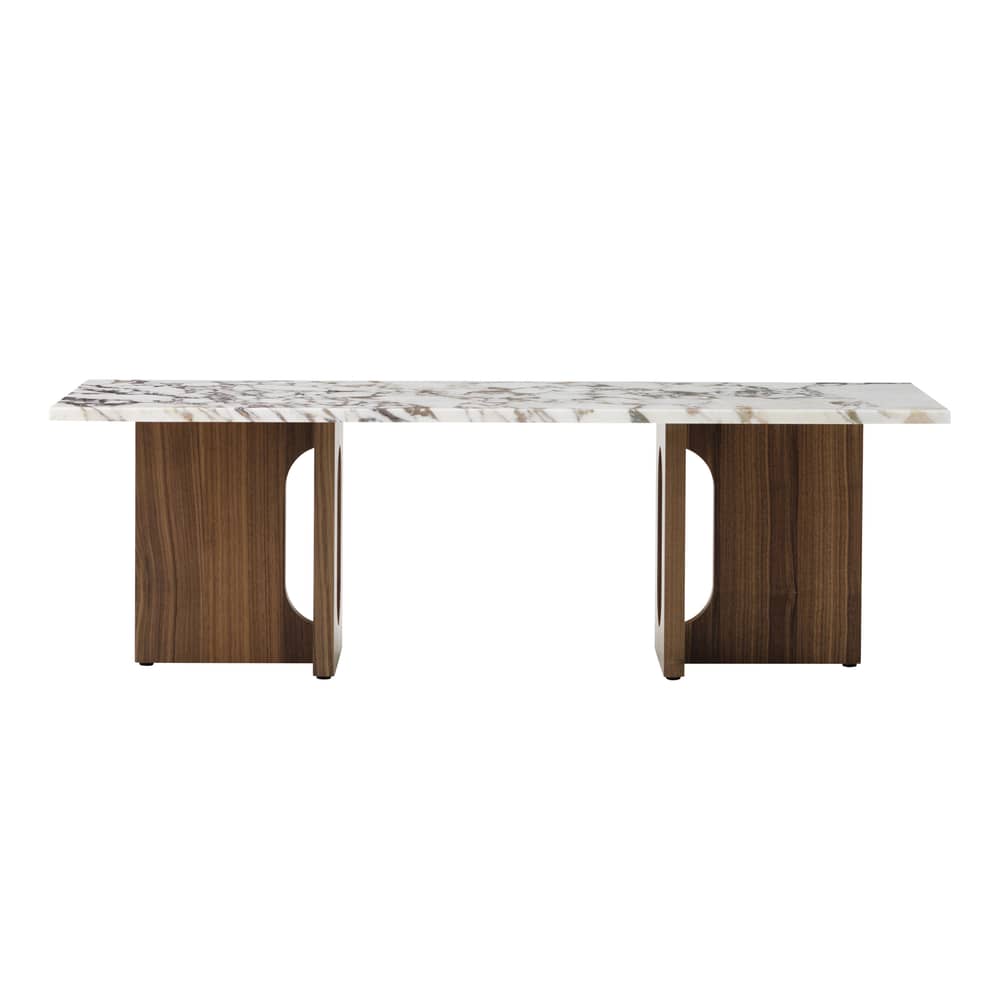 Table basse Androgyne Lounge Wood   / 120 x 45 x H 37,8 cm - Base bois - Menu - Marbre Calcatta viola / Pied noyer - Marbre Calacatta Viola, MDF plaqué noyer