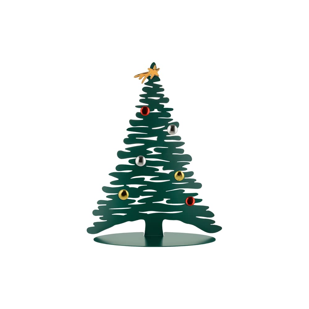 Décoration de Noël Bark Tree métal vert / H 45 cm - Sapin en acier + 6 aimants colorés - Alessi - Vert - Acier époxy