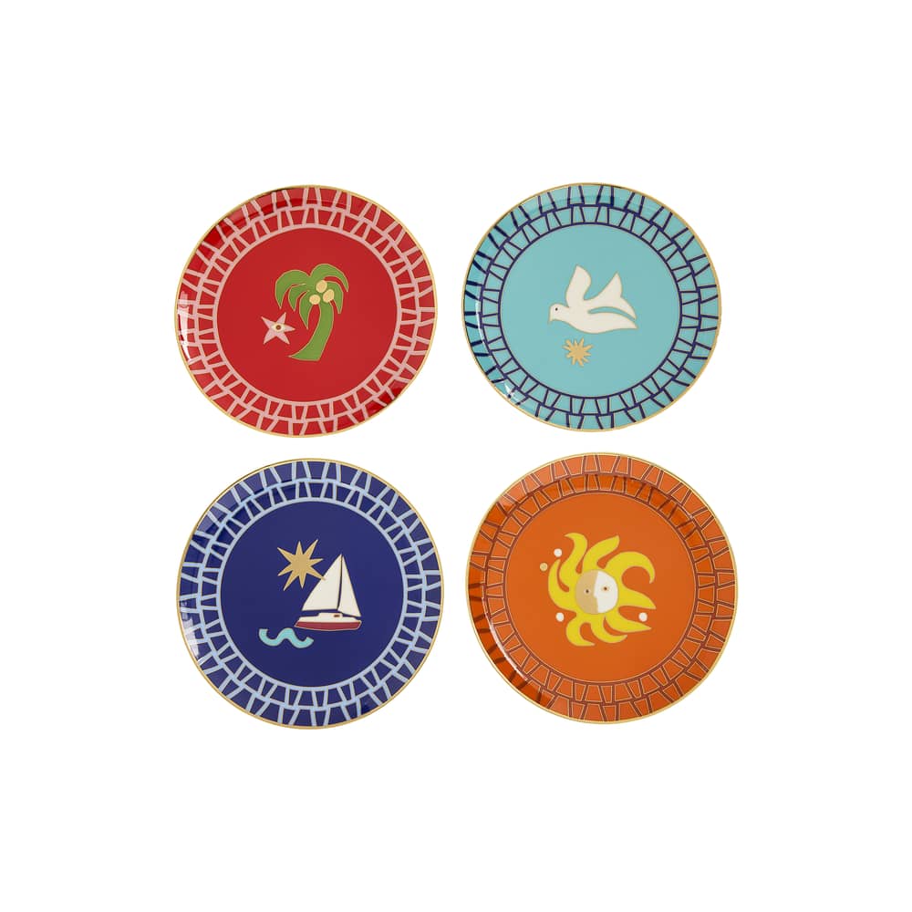 Playa Dessert plate ceramic multicoloured / Set of 4 - Ø 16.5 cm - Jonathan Adler - Set of 4 Playa ceramic dessert plates / Ø 16.5 cm - China