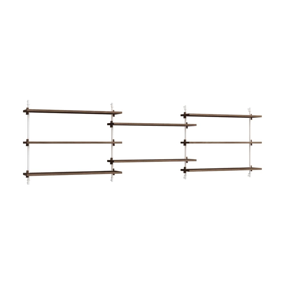 Étagère Wall Shelving – ws.65.3 bois marron / L 239 x H 65 x Prof. 17,5 cm - MOEBE - Chêne fumé / Blanc - Acier, MDF placage chêne