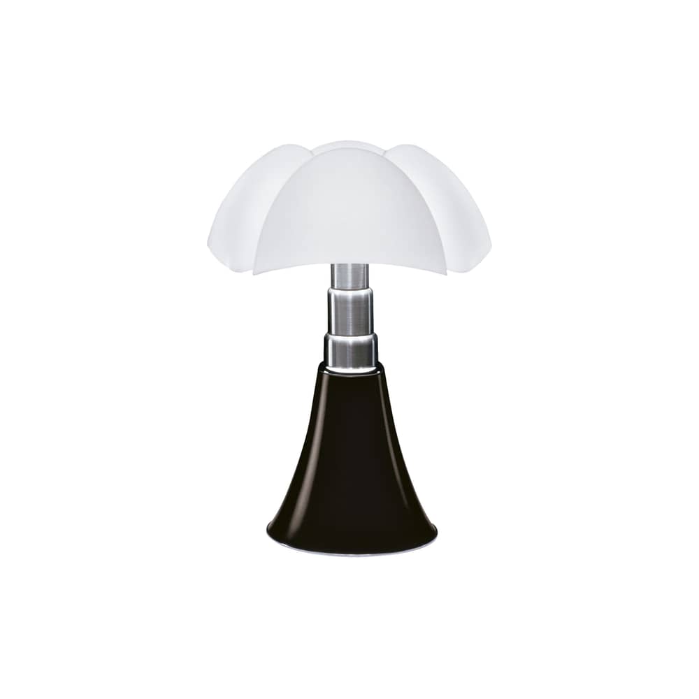 Lampe de table Pipistrello LED / H 66 à 86 cm - Gae Aulenti, 1965 - Martinelli Luce - Marron foncé - Acier galvanisé, Aluminium laqué, Méthacrylate