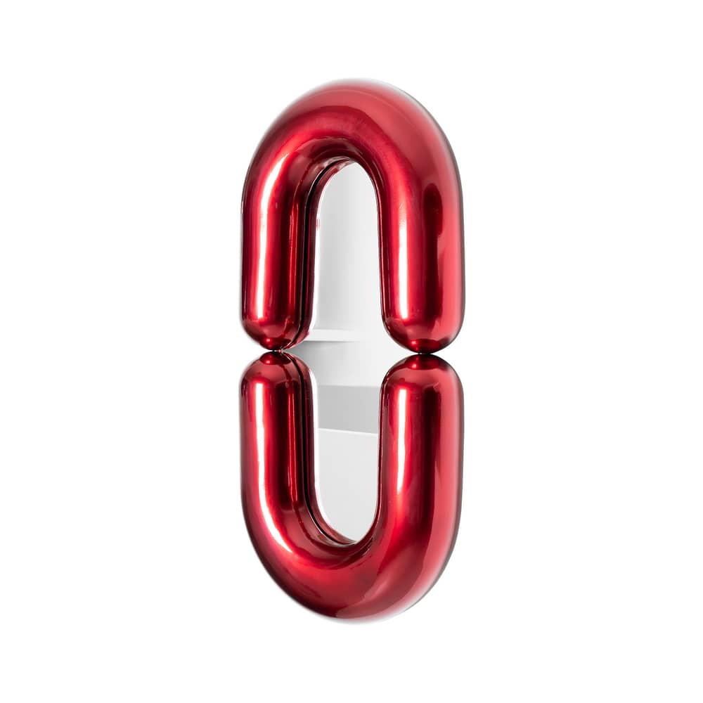 Miroir mural Zodiac Bumper Large /  L 55 x H 110 cm - Jean-Baptiste Fastrez, 2020 - Moustache - Rouge métallisé - Céramique, Verre