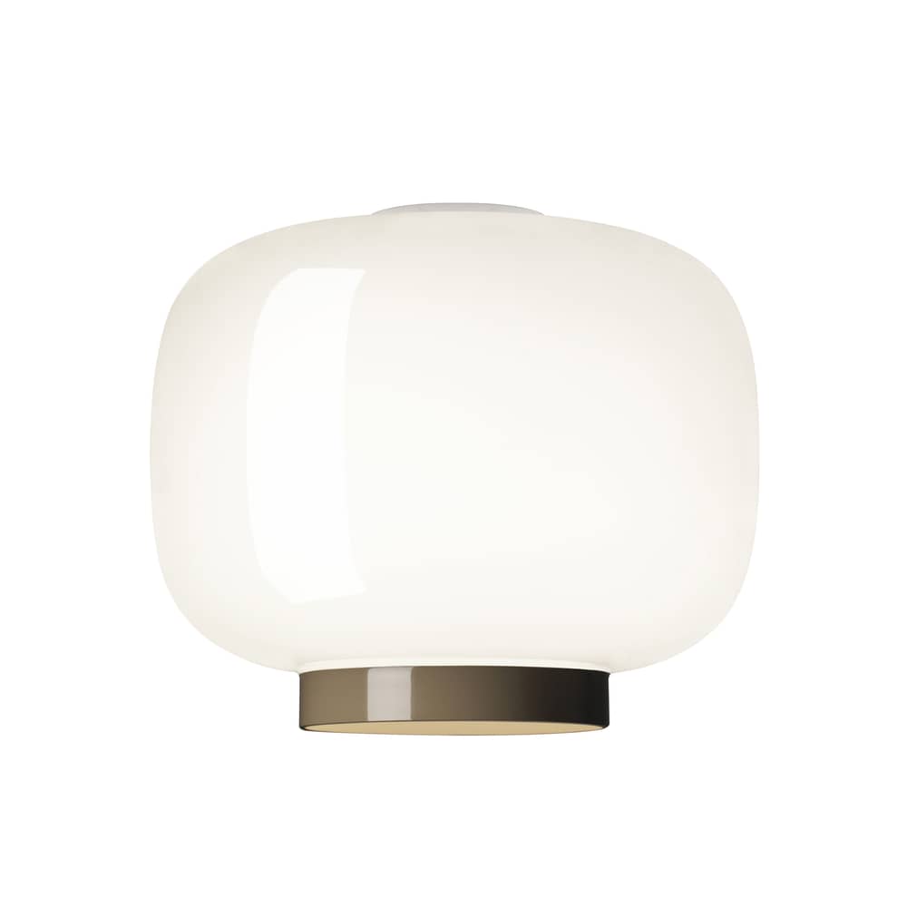 Plafoniera Chouchin Reverse n°3 vetro bianco / Ø 30 x H 25 cm - Vetro - Foscarini - Striscia bianca/grigia - Vetro soffiato a bocca