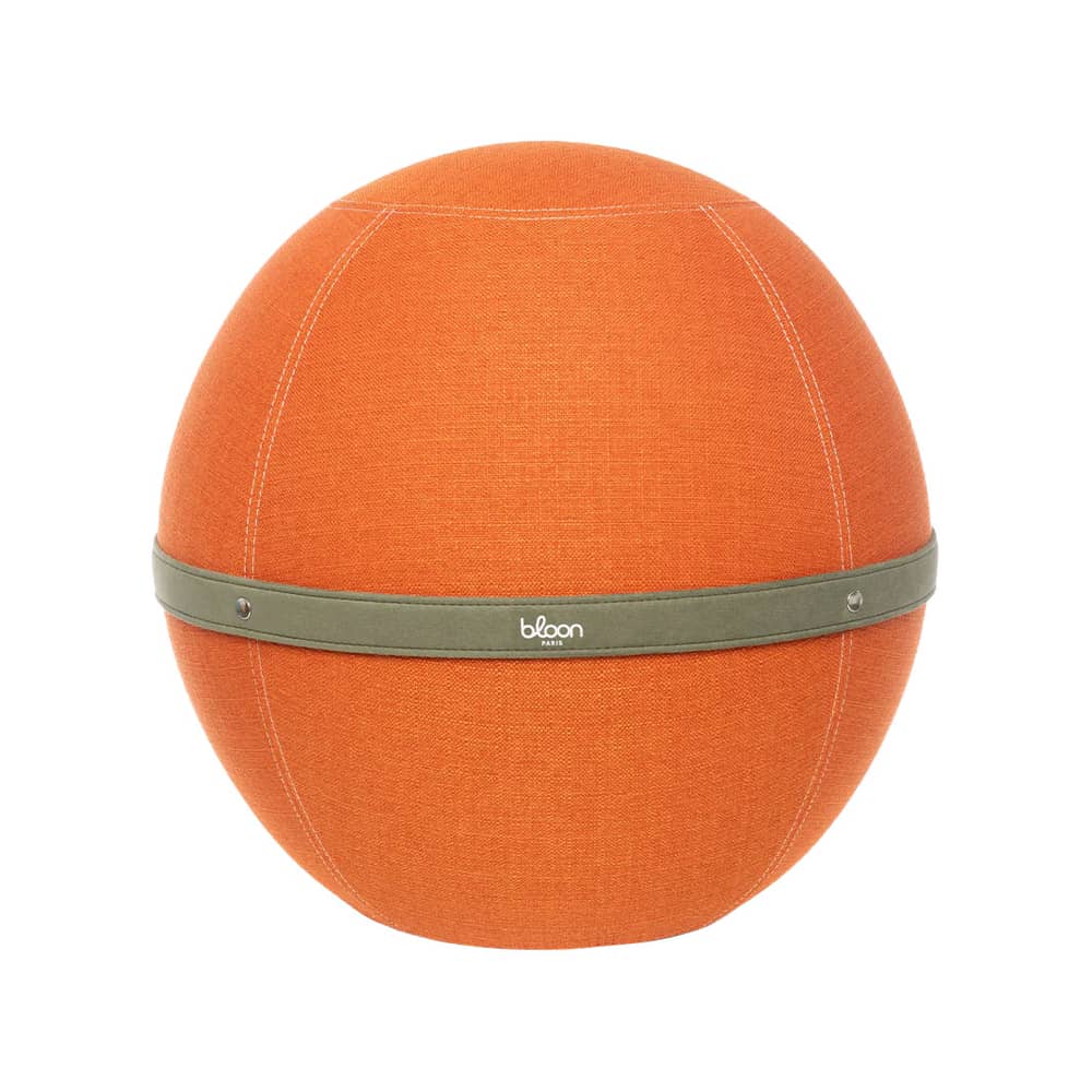 Pouf Original XL orange / Ergonomique - Ø 65 cm / Tissu chiné - BLOON PARIS - Orange Mandarine - PVC, Tissu polyester chiné
