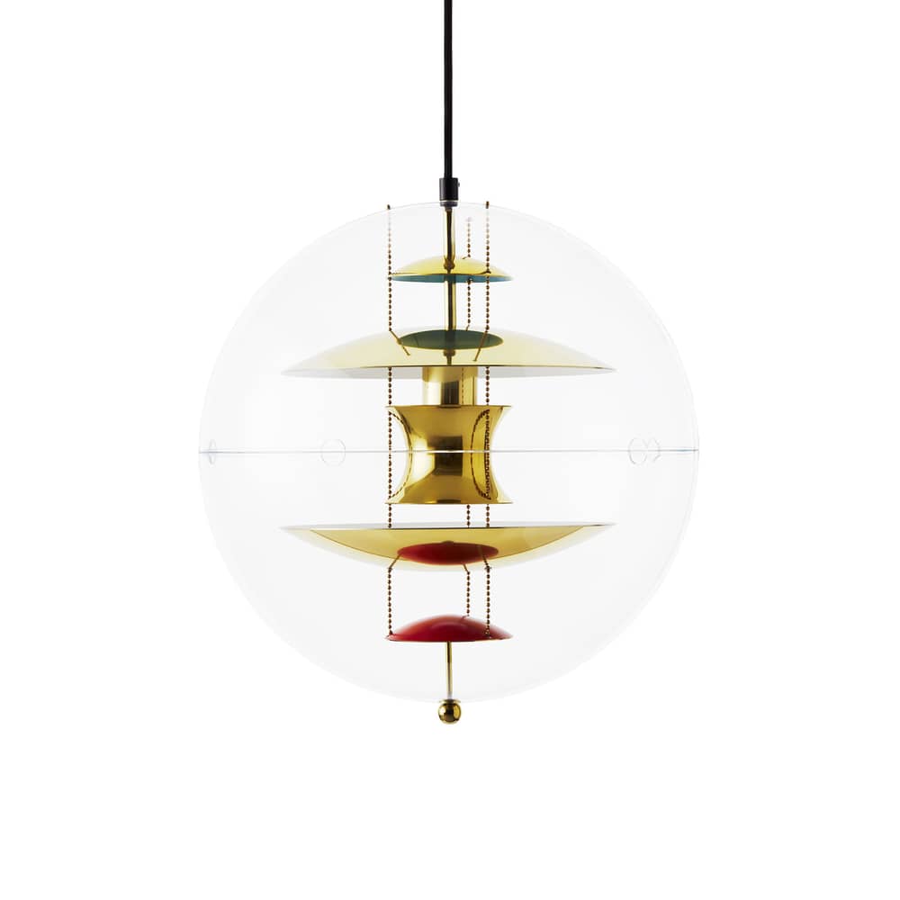 Suspension VP Globe   / Ø 40 cm - Panton 1969 - Verpan - Transparent / Laiton, orange & bleu - Acrylique, Aluminium
