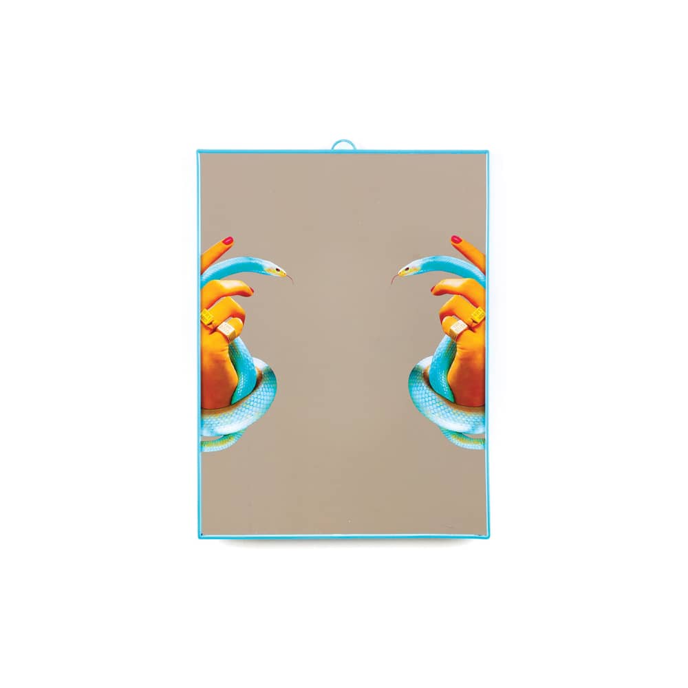 Toiletpaper Mirror plastic material multicoloured / Hands & snakes - Seletti - Hands & snakes / Blue - Plastic material, Silkscreen printing glass