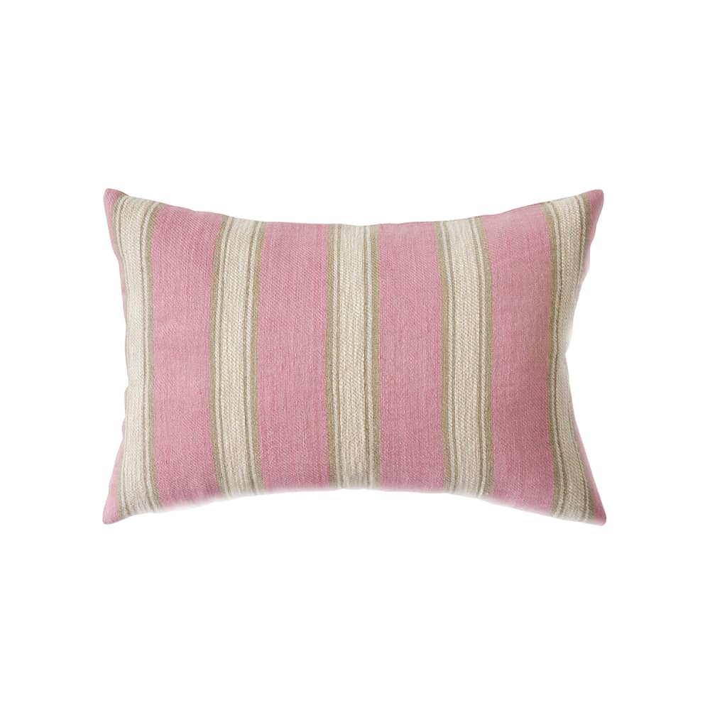 Cuscino Woven Striped tessuto rosa / 60 x 40 cm - HK LIVING - Rosa - Cotone, Lino, Poliestere