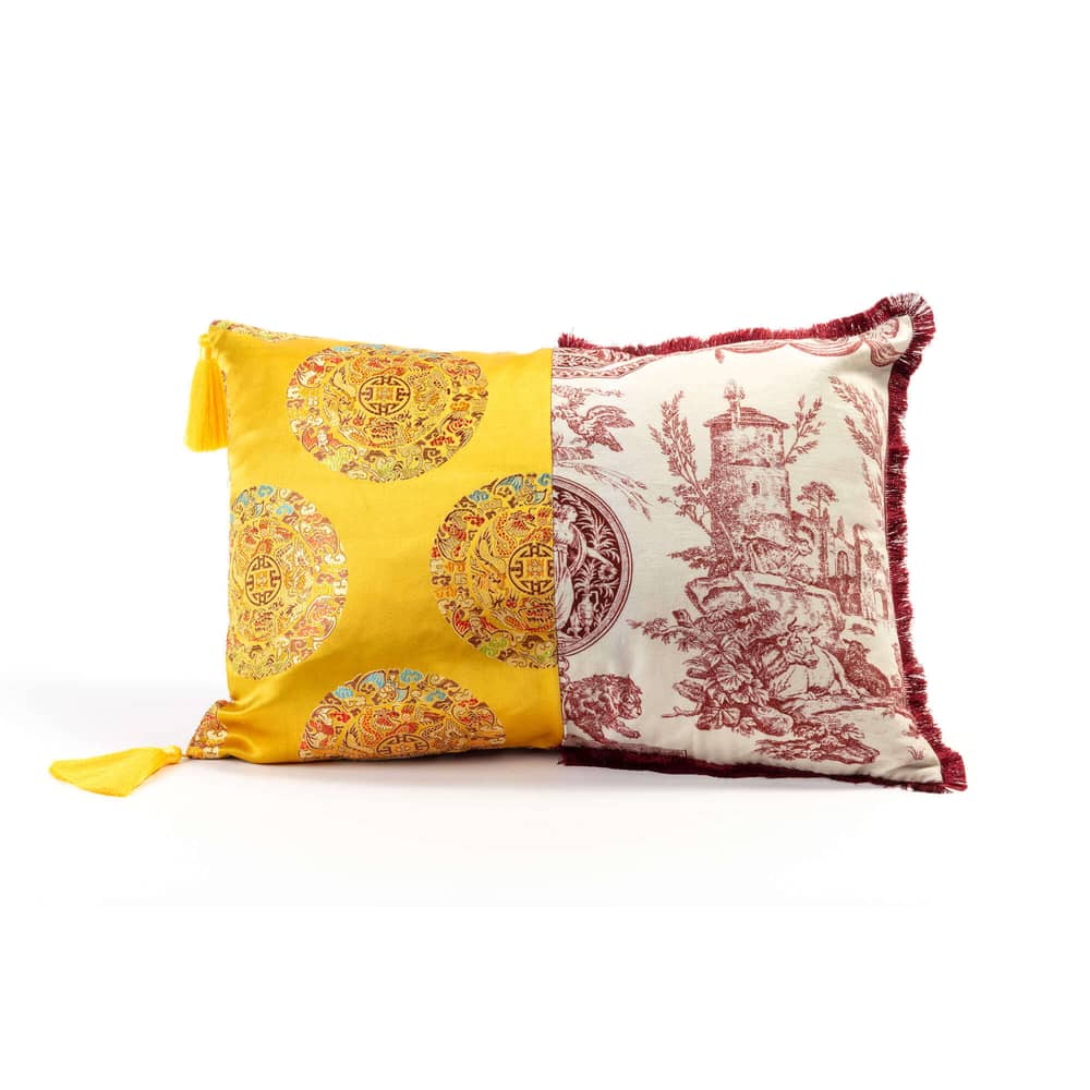 Hybrid - Ottavia Cushion textile yellow / 50 x 35 cm - Seletti - Ottavia / Yellow -  Plumes, Polyester