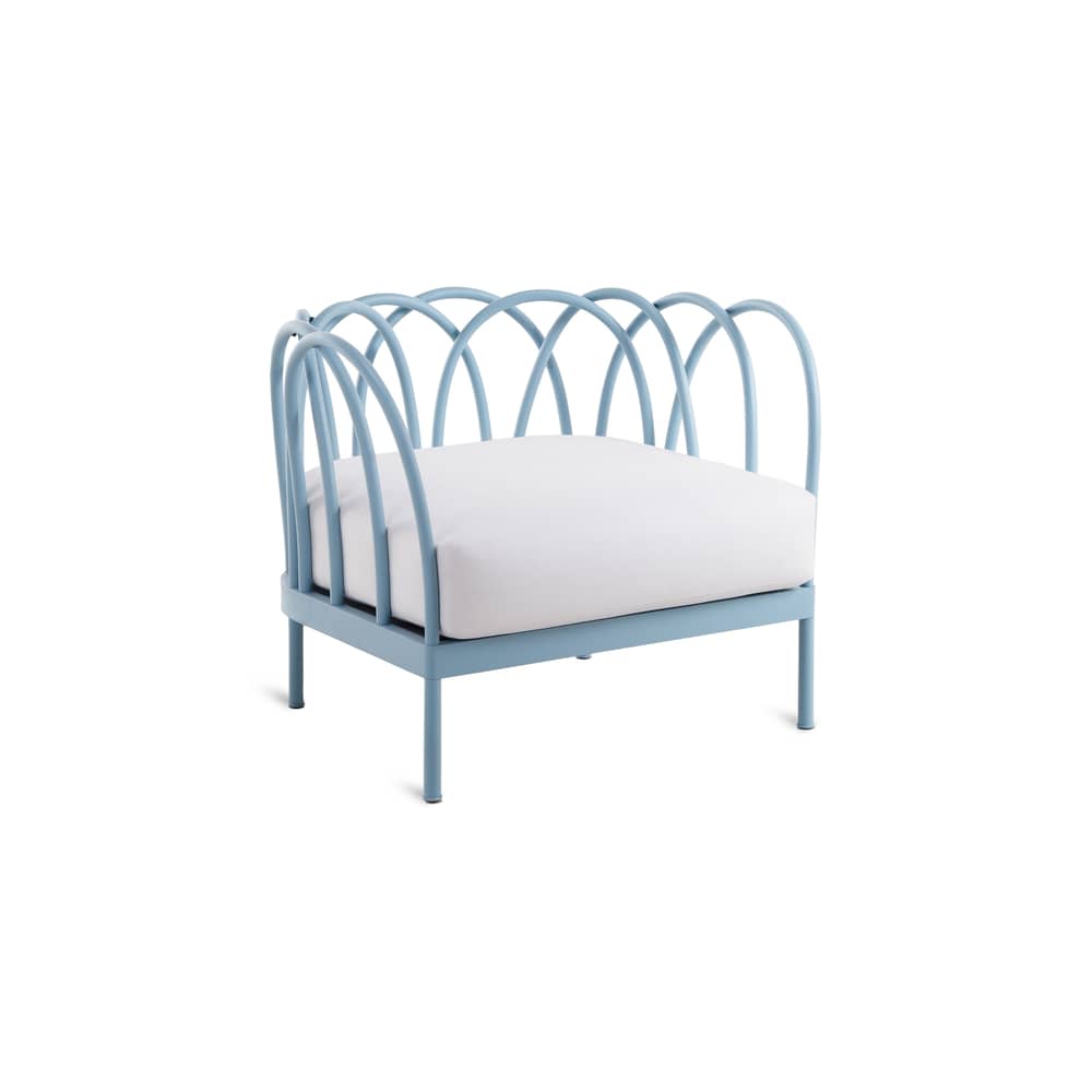Fauteuil rembourré Les Arcs métal bleu / Aluminium - Coussin inclus / Seconde vie - Unopiu - Bleu - Aluminium, Tissu acrylique