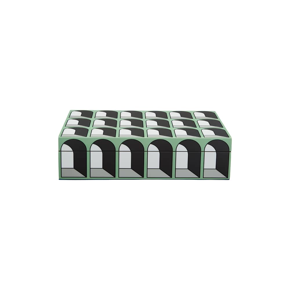 Scatola Arcade Large legno verde / 30 x 20 cm x H 8 cm - Jonathan Adler - Grande / Verde - MDF laccato, Velluto