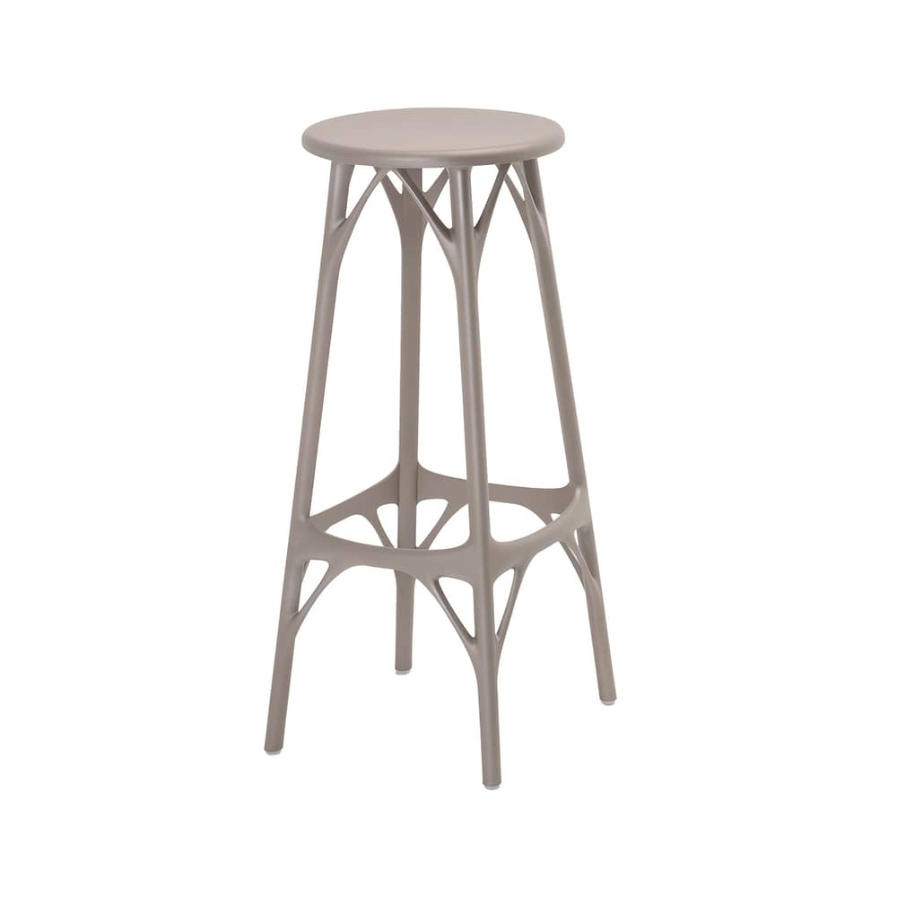 Sgabello alto A.I. LIGHT materiale plastico grigio / H 75 cm - Progettato da una intelligenza artificiale / Riciclato - Kartell - Grigio - Tecnopolimero termoplastico riciclato
