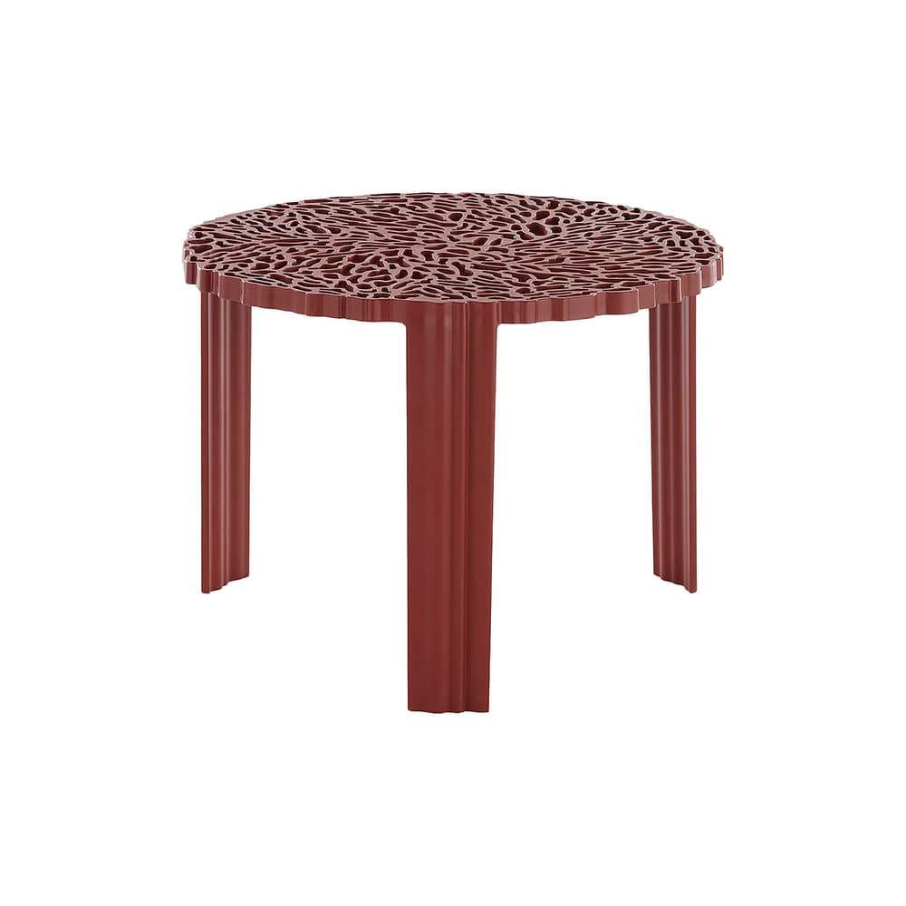 Table basse T-Table Medio plastique rouge / Ø 50 x H 36 cm - Kartell - Bordeaux - PMMA soft touch