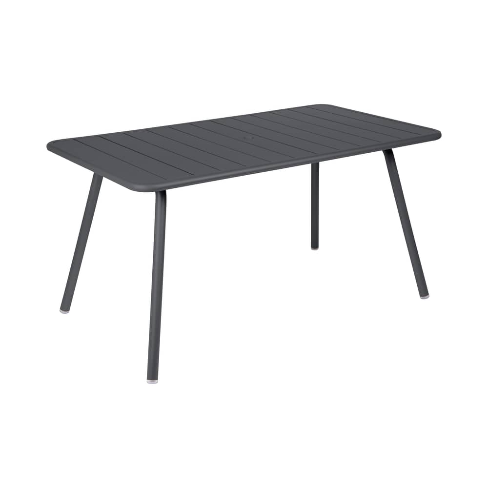 Table rectangulaire Luxembourg métal gris / 143 x 80 cm (6 personnes)  - Trou parasol - Fermob - Carbone - Aluminium laqué
