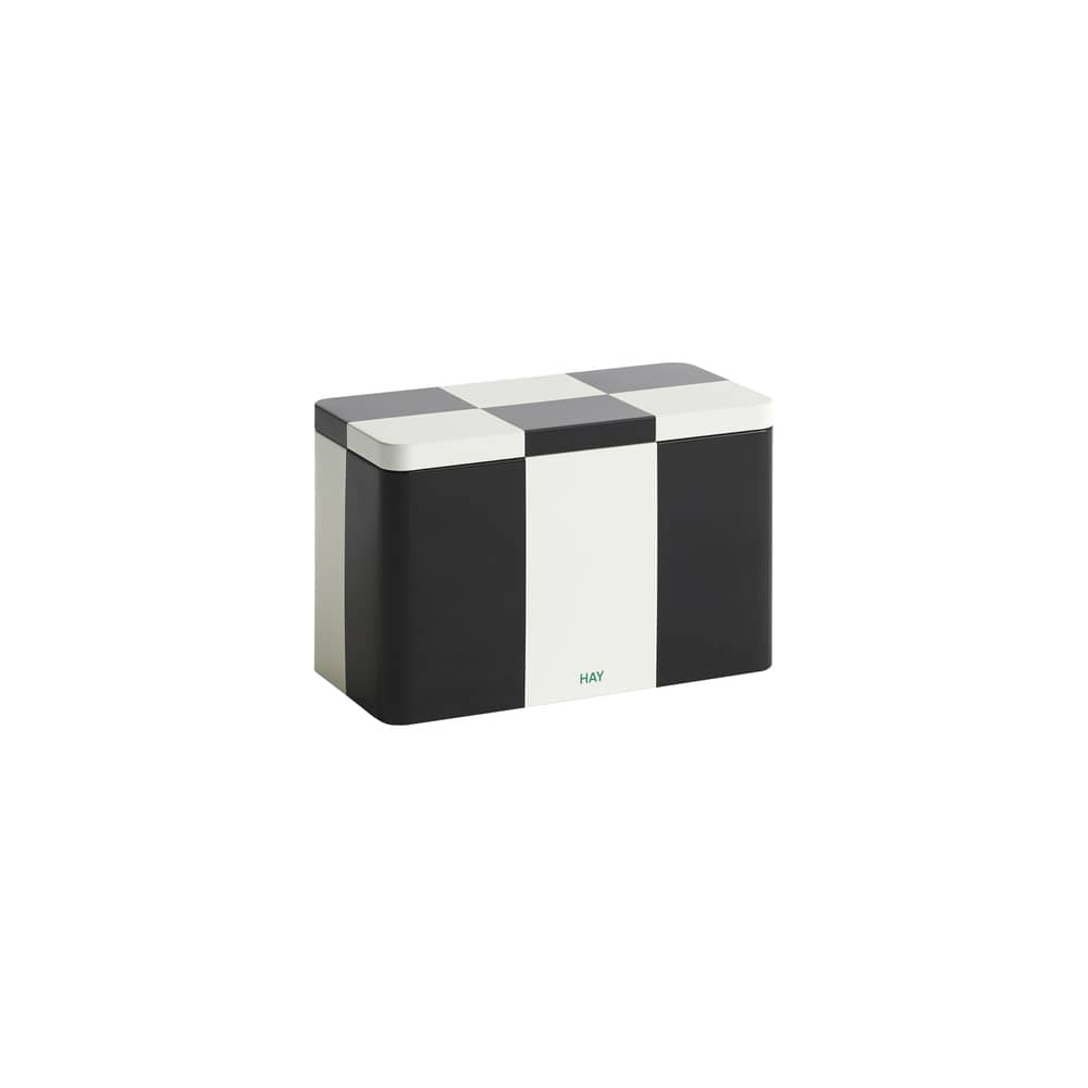 Contenitore ermetico Tin Medium metallo nero / 20 x 10 x H 12,5 cm - Hay - Bianco & Nero - Ferro bianco