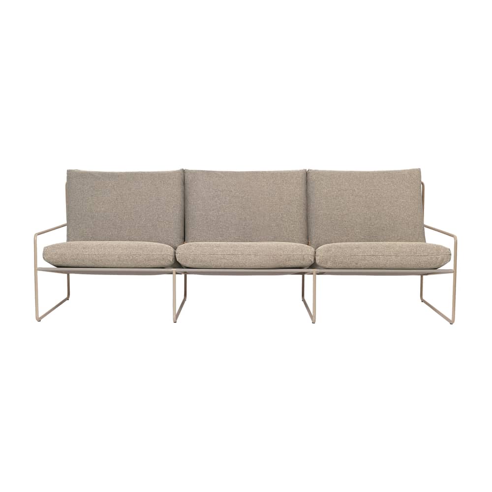 Canapé de jardin 3 places Desert Dolce / L 233 cm - Ferm Living - Sable foncé (tissu Dolce) / Beige Cachemire - Acier galvanisé, Mousse polyuréthane, Tissu polypropylène