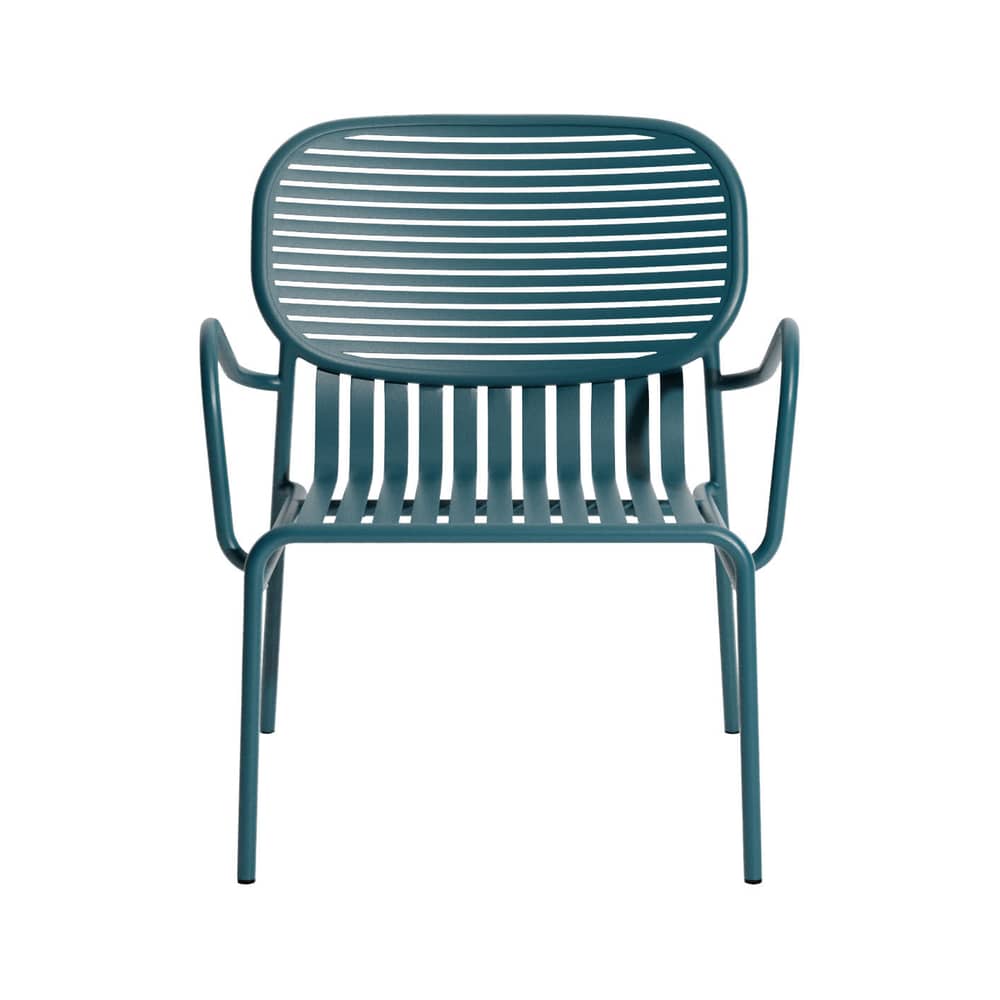 Fauteuil bas empilable Week-end métal bleu / Aluminium - Petite Friture - Bleu Océan - Aluminium