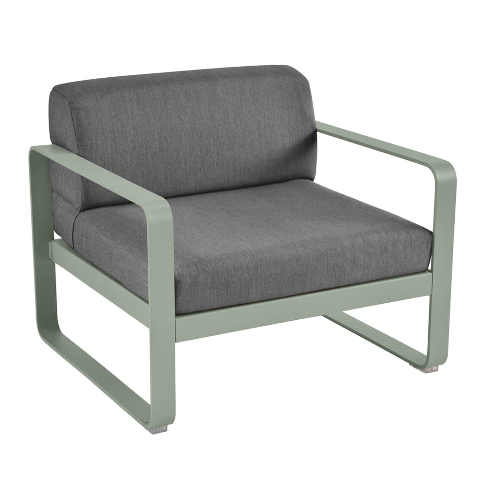 Fauteuil rembourré Bellevie Lounge / Tissu graphite - Fermob - Cactus / Tissu gris graphite - Aluminium laqué, Mousse, Tissu acrylique